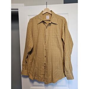 Brooks Brothers Shirt Men Sz L Brown Casual Button Down Check